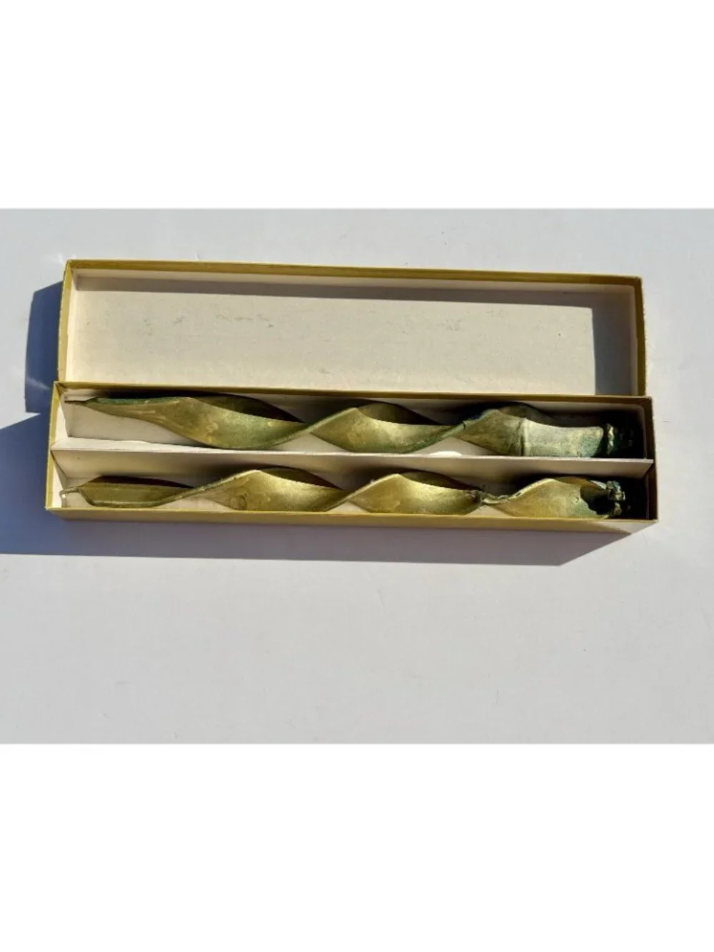 Hurd Beeswax Taper Candles St Helena CA Twisted Gold Green